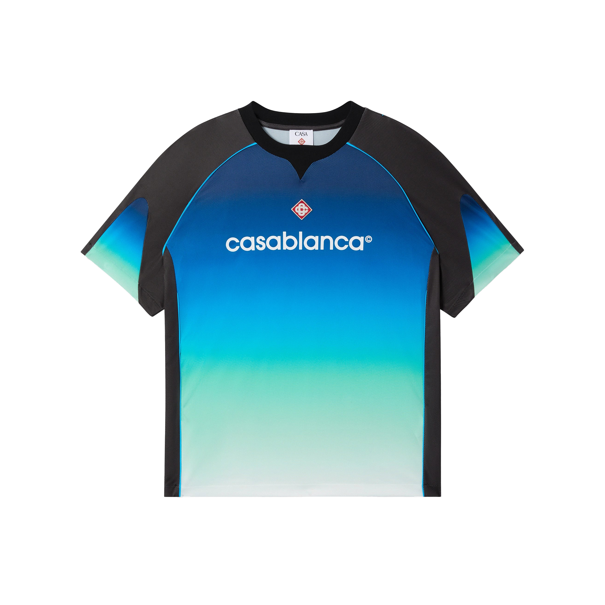 Image of BLUE GRADIENT SHORT SLEEVE FOOTBALL TOP